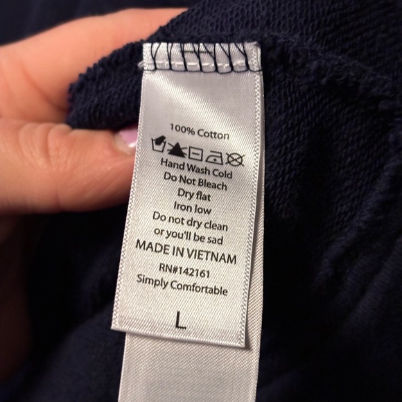 100% Cotton LuLaRoe Navy Bomber Jacket with Silver Zipper and Snap Buttons - Picture 6 of 8